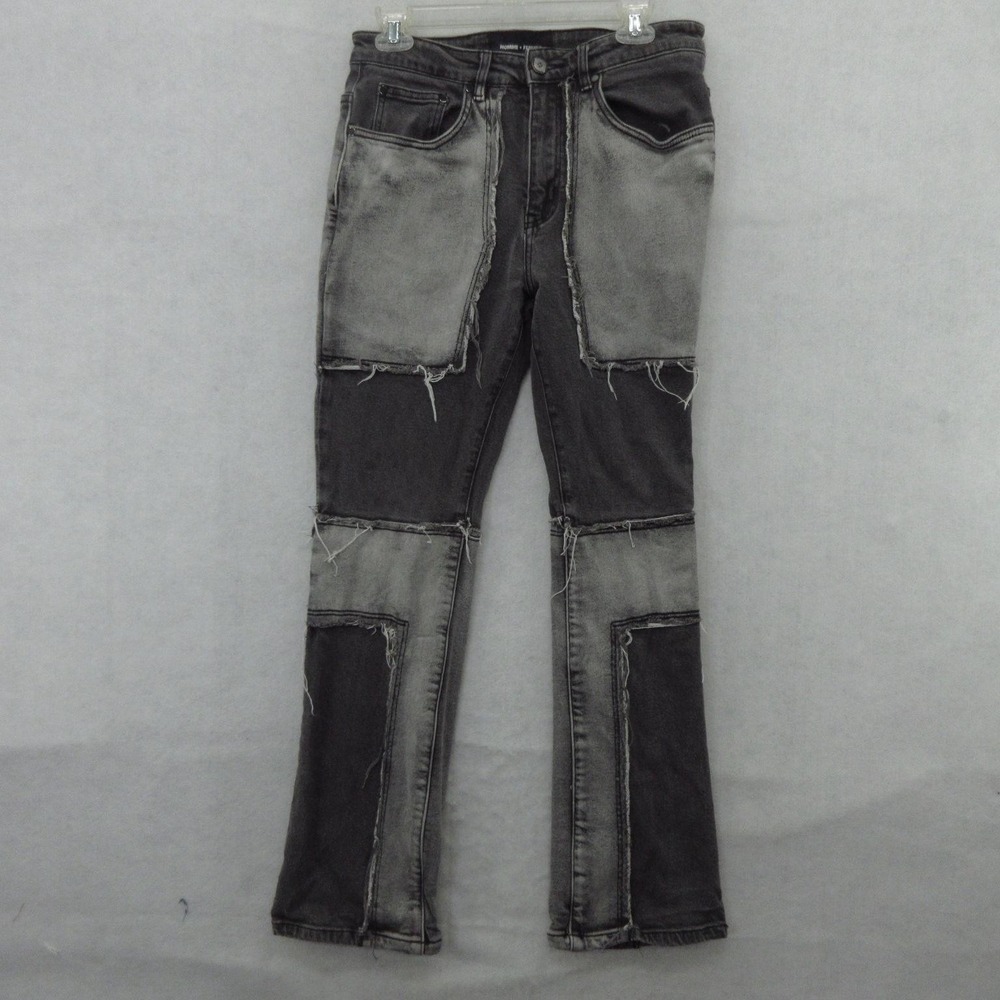 Homme + Femme Denim Project Jeans Mens 30 Skater Grunge Distressed Patch Grey